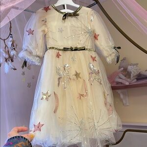 Lola + The Boys Kids Beige Star Embellished Dress size 2